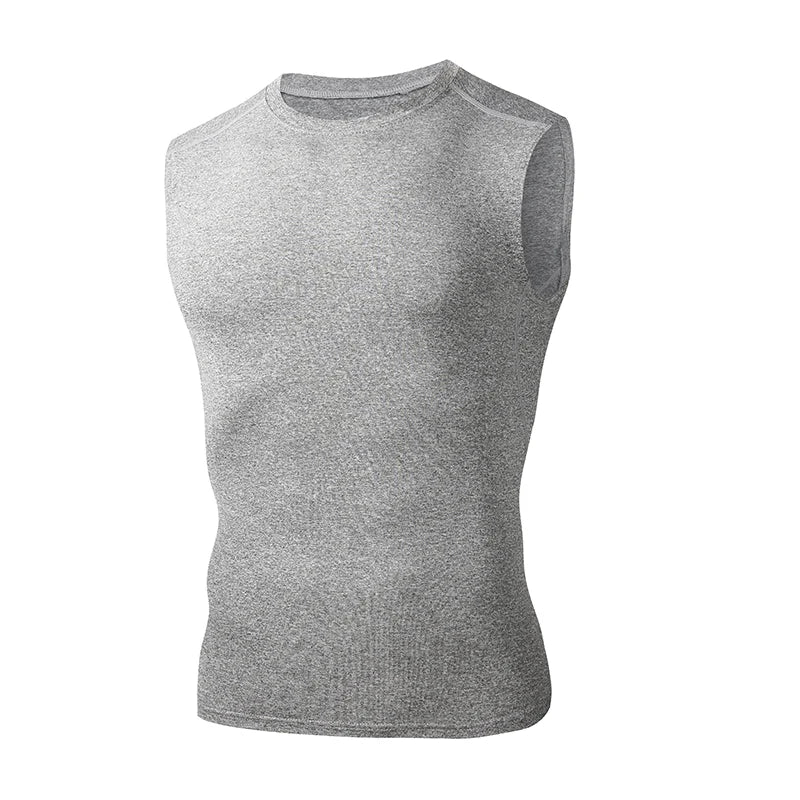 Men'S Running Tank Top Summer Sleeveless Shirt Elastic Compression Tanktop Male Top Gym Fitness Singlets Training Sport Vest Men