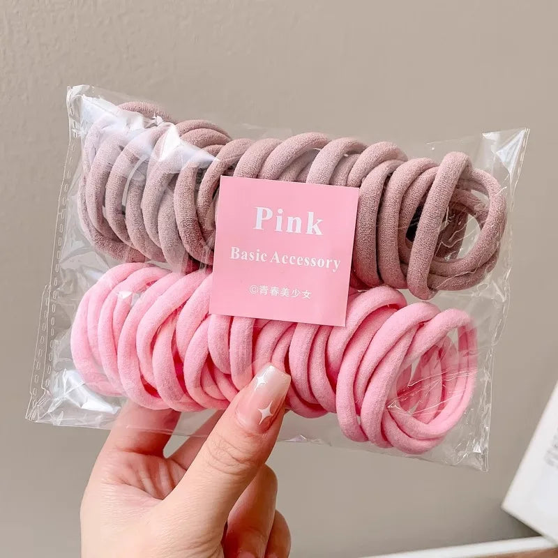 50PCS Colorful Ealstic Hair Rope Ponytail Hold Scrunchie Rubber Band for Women Basic Nylon Hair Bands Elastic Seamless Girls