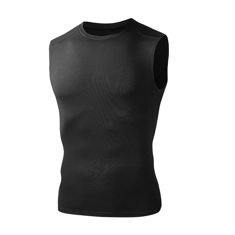 Men'S Running Tank Top Summer Sleeveless Shirt Elastic Compression Tanktop Male Top Gym Fitness Singlets Training Sport Vest Men