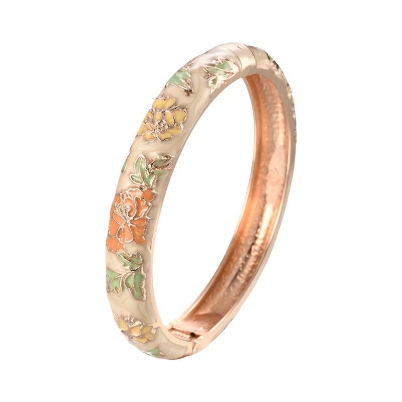 Enameled Bracelets for Women Flower Women Bangles Indian Chinese Viking Bracelet on Hand African Jewelry Dubai Women'S Gift Girl