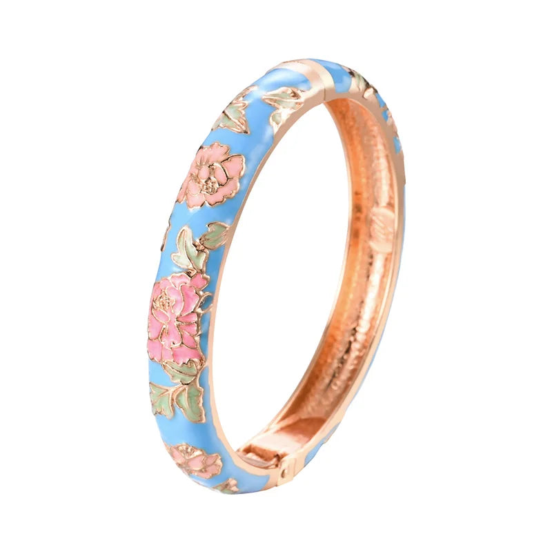Enameled Bracelets for Women Flower Women Bangles Indian Chinese Viking Bracelet on Hand African Jewelry Dubai Women'S Gift Girl