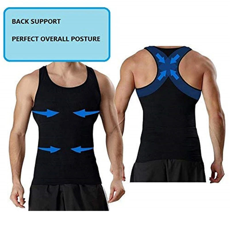 Men Compression Shirt Shapewear Slimming Body Shaper Vest Undershirt Weight Loss Tank Top Corset Vest Tummy Belly Control
