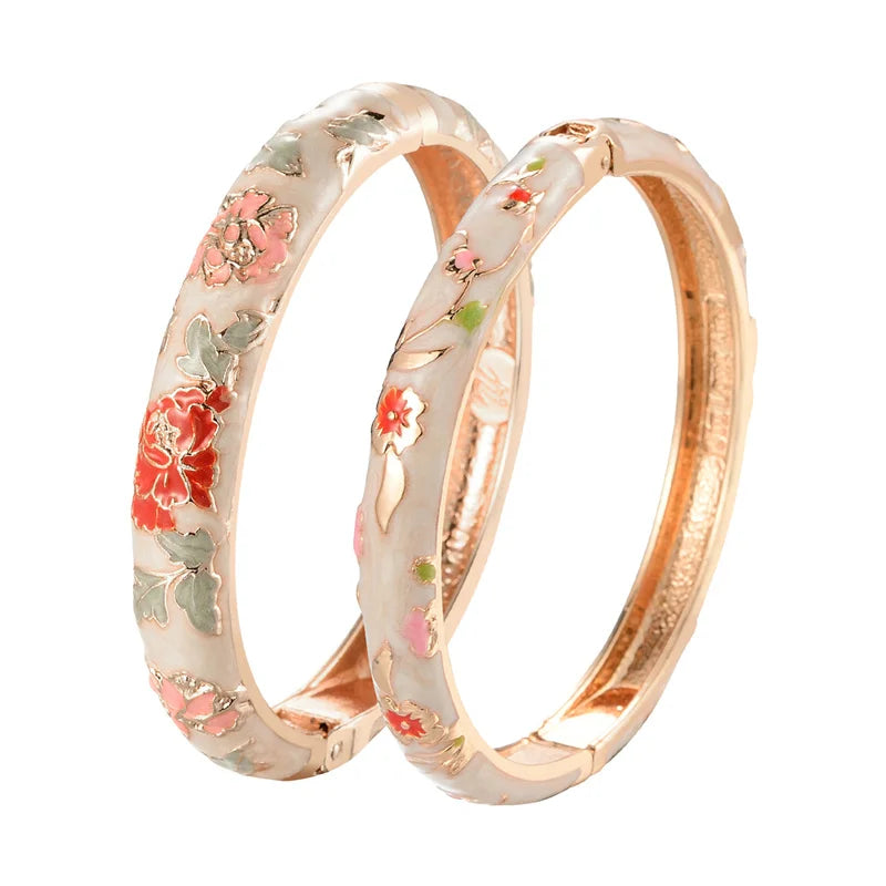 Enameled Bracelets for Women Flower Women Bangles Indian Chinese Viking Bracelet on Hand African Jewelry Dubai Women'S Gift Girl
