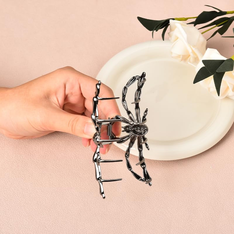 Black Spider Large Hair Clip for Thick Long Hair, Halloween Party Decorations, Cosplay Gothic Hair Accessories for Women Girls