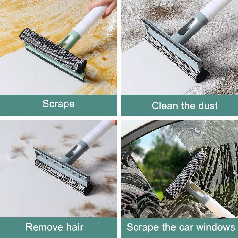 3 in 1 Window Cleaning Brush Glass Wiper for Bathroom Mirror Window with Spray Double-Sided Window Cleaner Squeegee Wiper