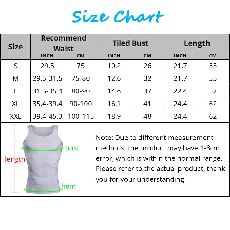 Men Compression Shirt Shapewear Slimming Body Shaper Vest Undershirt Weight Loss Tank Top Corset Vest Tummy Belly Control