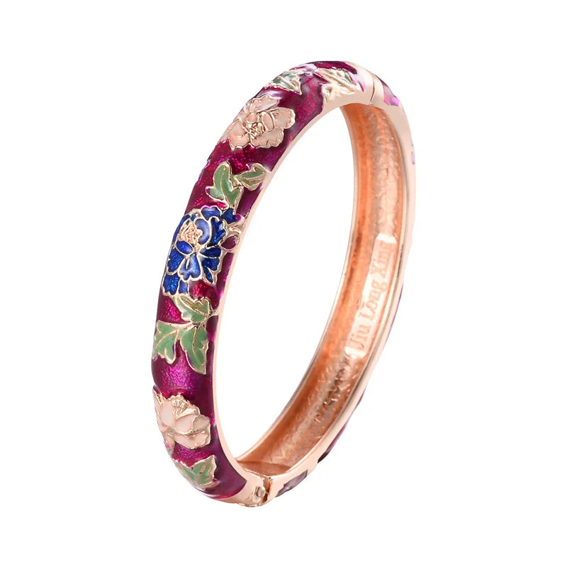 Enameled Bracelets for Women Flower Women Bangles Indian Chinese Viking Bracelet on Hand African Jewelry Dubai Women'S Gift Girl