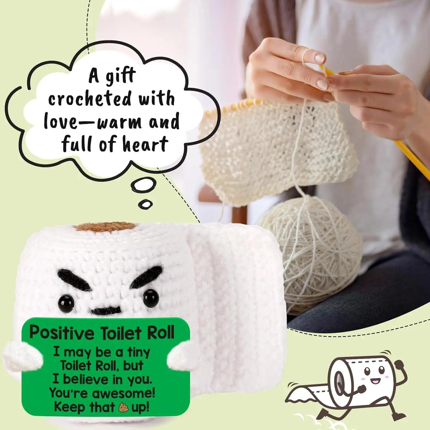 Positive Crochet Toilet Paper Funny Roll Gifts for Women Friend Coworker Birthday Gifts Christmas Stocking Stuffer