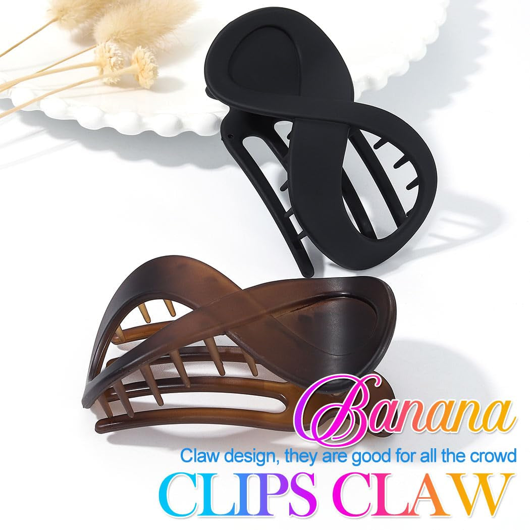 Flat Claw Clips Banana Clip French Concord Hair Clips for Thick Hair Bun Maker Hair Accessories for Women and Girls (Pack of 2)