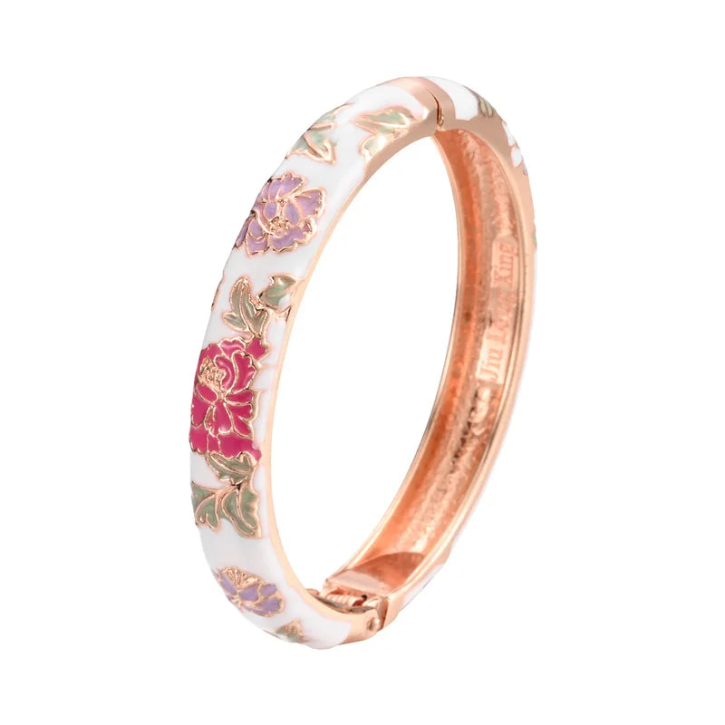 Enameled Bracelets for Women Flower Women Bangles Indian Chinese Viking Bracelet on Hand African Jewelry Dubai Women'S Gift Girl