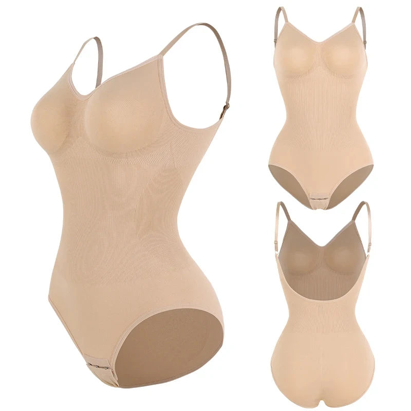 Sexy Backless Bodysuit Shapewear for Women Seamless Tummy Control Body Shaper Camis Top Low Back Underwear