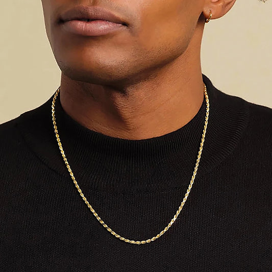 New Gold Color Stainless Steel Rope Chain 2Mm-6Mm Fashion Jewelry Ladies Necklace