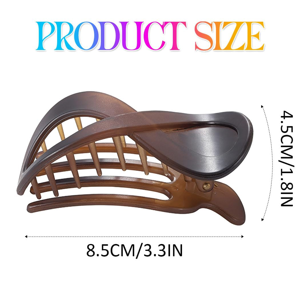 Flat Claw Clips Banana Clip French Concord Hair Clips for Thick Hair Bun Maker Hair Accessories for Women and Girls (Pack of 2)