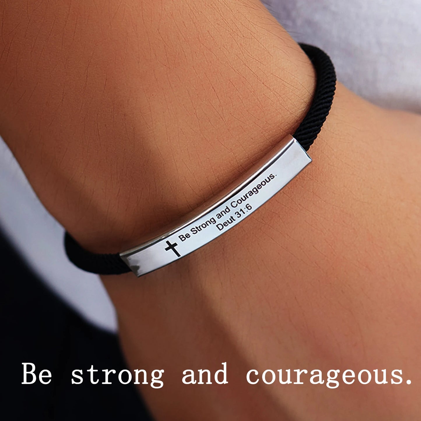 Cross Jesus Scripture Bracelet Christian Bible Verse Stainless Steel Bracelets for Men Women Religious Faith Prayer Jewelry Gift