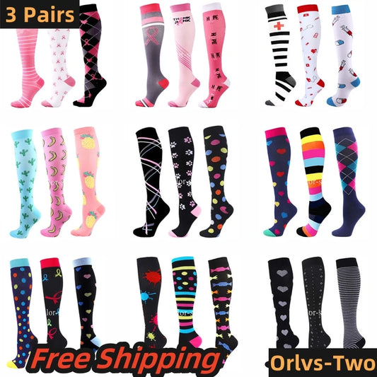 CFS Compression Socks Women Men Knee Stocking 20-30Mmhg Edema Diabetes Varicose Veins Nurse Compression Socks Running Sport Sock