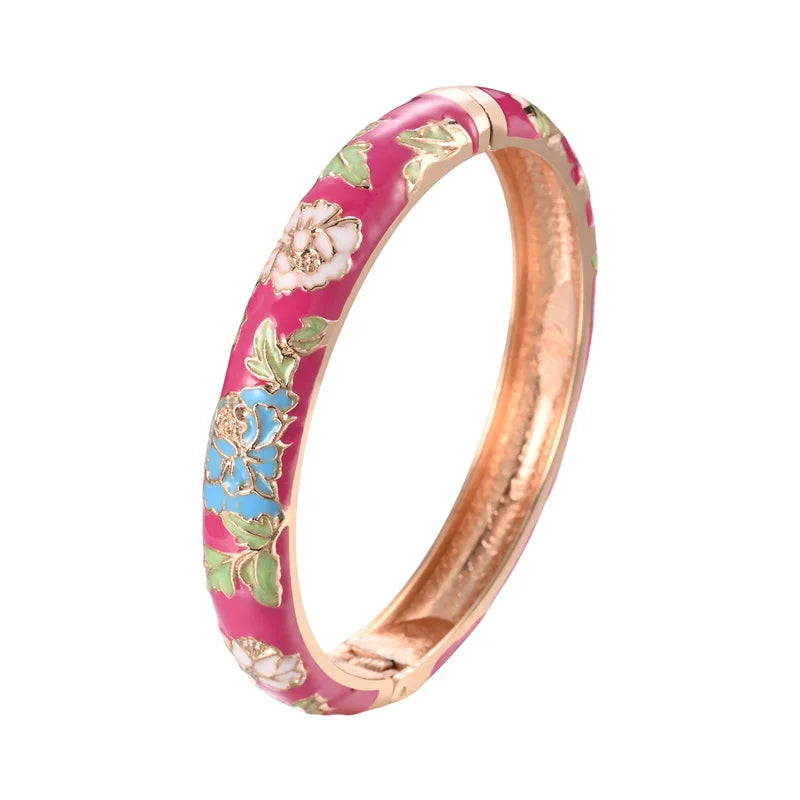 Enameled Bracelets for Women Flower Women Bangles Indian Chinese Viking Bracelet on Hand African Jewelry Dubai Women'S Gift Girl