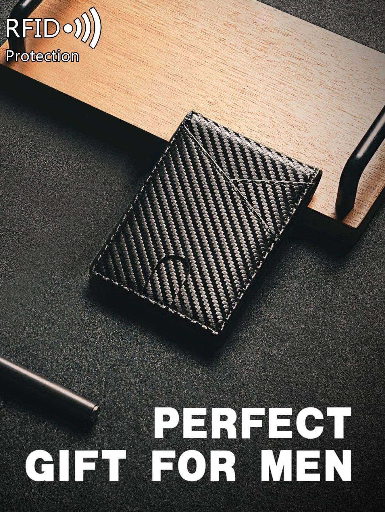 Minimalist Men'S Wallet RFID Anti-Theft Brush Double Fold Cross Front Pocket Portable Card Holder 12 Card Multifunctional Wallet