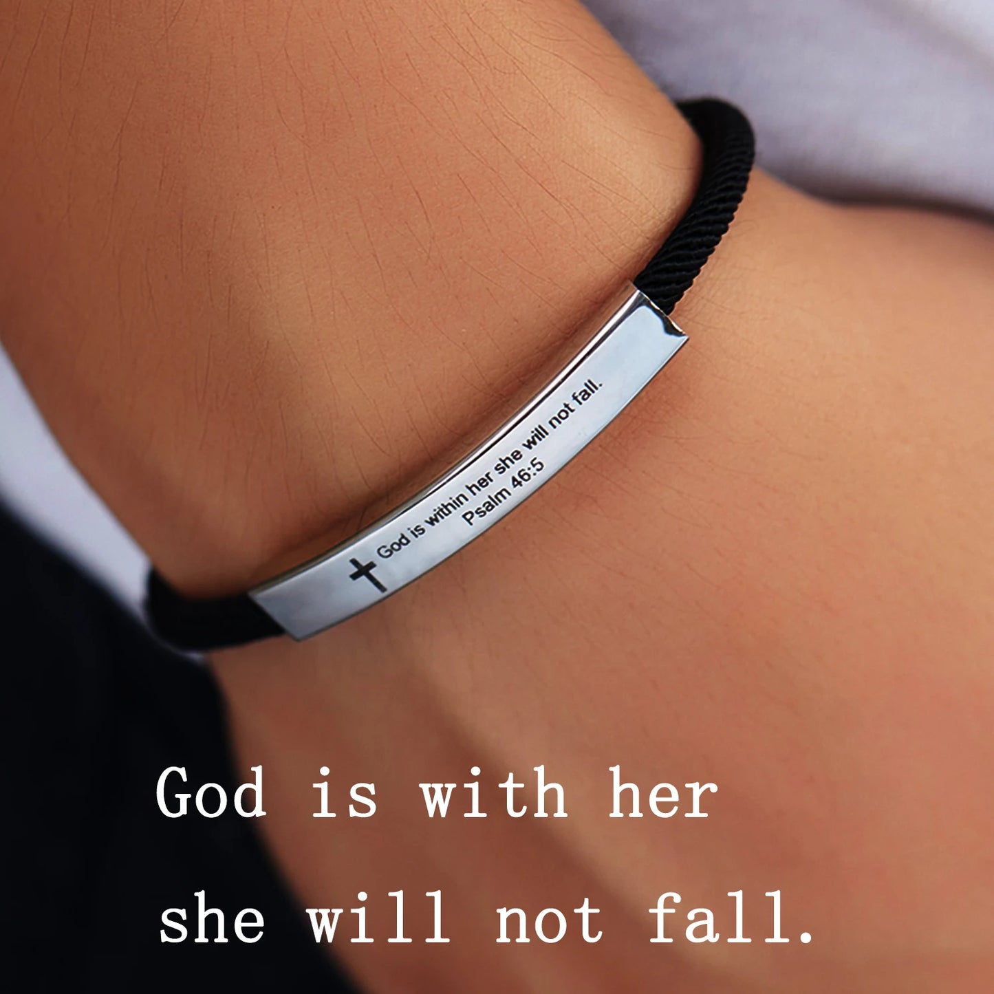 Cross Jesus Scripture Bracelet Christian Bible Verse Stainless Steel Bracelets for Men Women Religious Faith Prayer Jewelry Gift