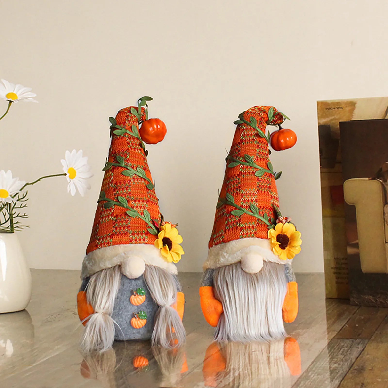 Fall Gnome Pumpkin Maple Sunflower Harvest Autumn Elf Dwarf Plush Faceless Dolls Ornaments for Home Christmas Thanksgiving Decor
