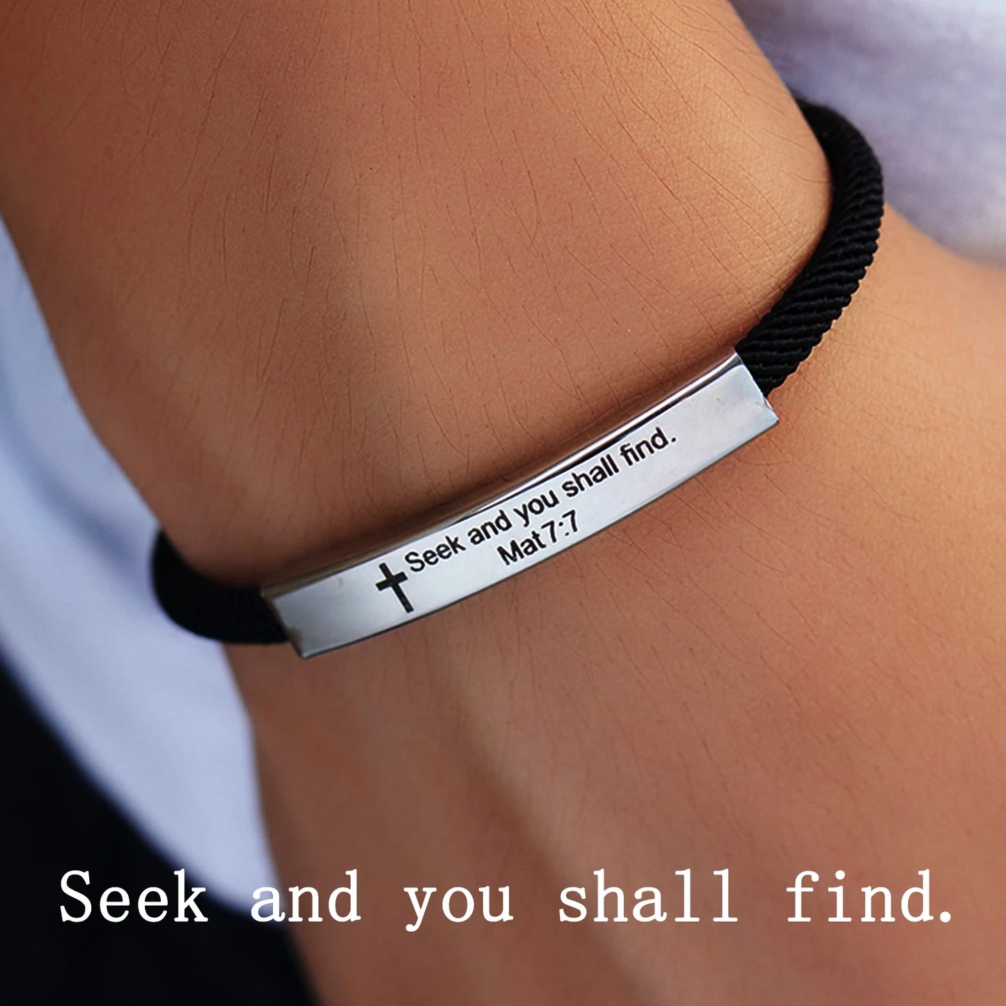 Cross Jesus Scripture Bracelet Christian Bible Verse Stainless Steel Bracelets for Men Women Religious Faith Prayer Jewelry Gift