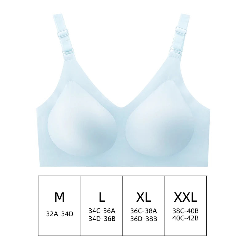 Women'S Seamless Bra Women'S Thin Jelly Colored Soft Bra Wireless Bra Comfortable Bra Deep V-Neck