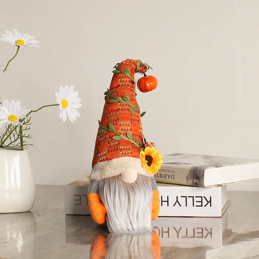 Fall Gnome Pumpkin Maple Sunflower Harvest Autumn Elf Dwarf Plush Faceless Dolls Ornaments for Home Christmas Thanksgiving Decor