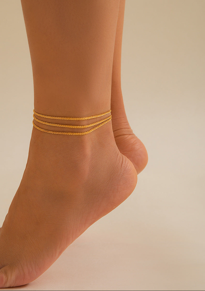 All-Match Sparkling Slim Chain Metallic Anklet