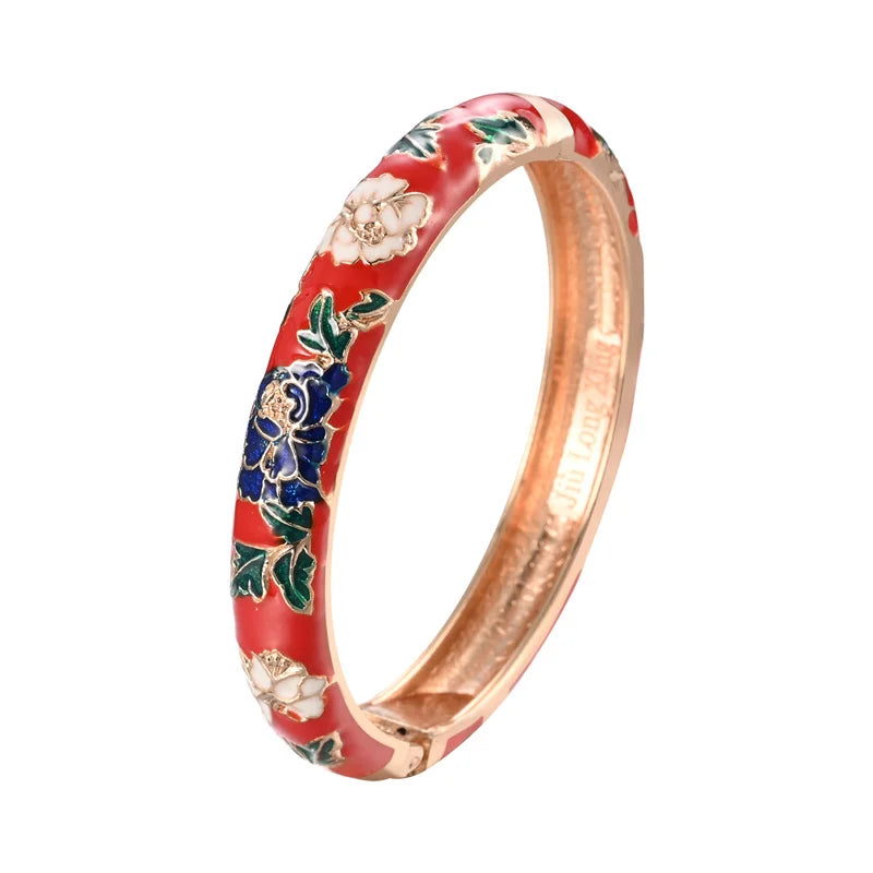 Enameled Bracelets for Women Flower Women Bangles Indian Chinese Viking Bracelet on Hand African Jewelry Dubai Women'S Gift Girl