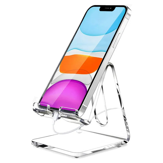 Clear Acrylic Cell Phone Stand Desk Dock Holder for Iphone 14 13 Pro Samsung  Desktop Charger Support Telephone Mount