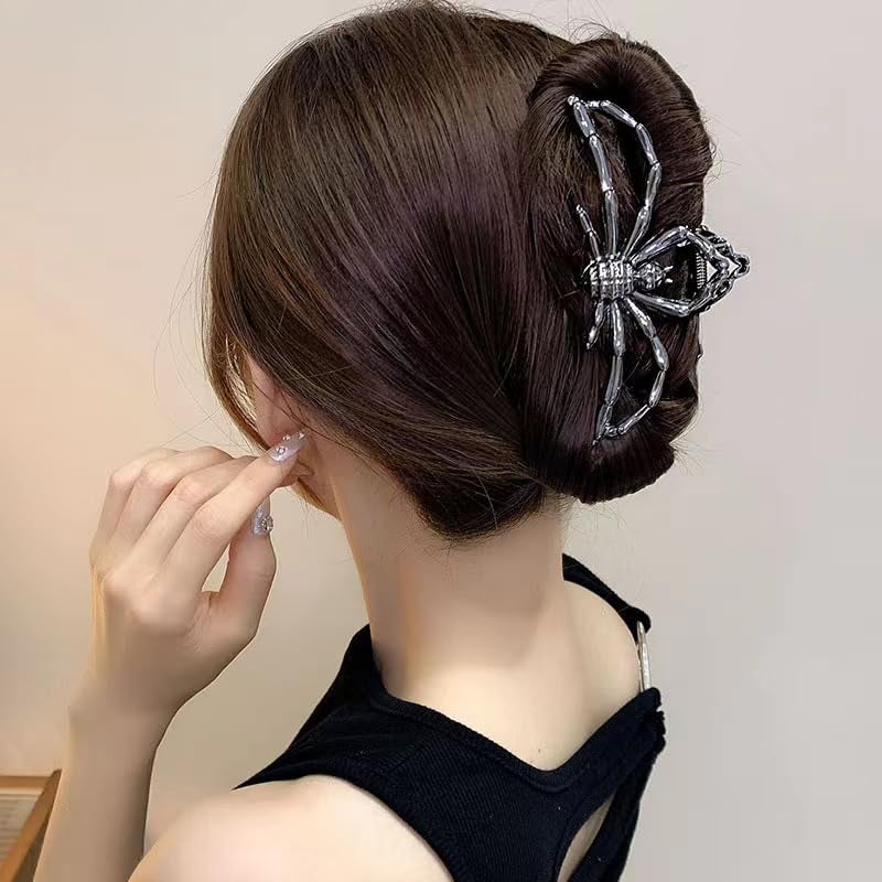 Black Spider Large Hair Clip for Thick Long Hair, Halloween Party Decorations, Cosplay Gothic Hair Accessories for Women Girls