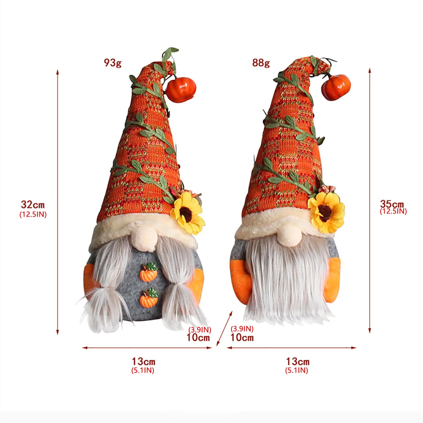Fall Gnome Pumpkin Maple Sunflower Harvest Autumn Elf Dwarf Plush Faceless Dolls Ornaments for Home Christmas Thanksgiving Decor