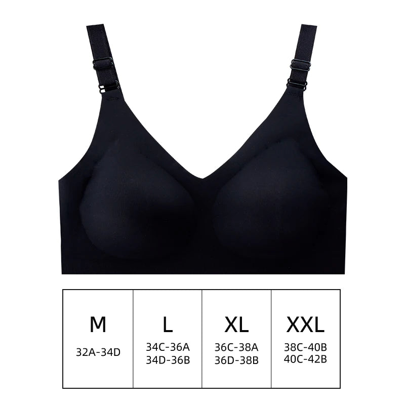 Women'S Seamless Bra Women'S Thin Jelly Colored Soft Bra Wireless Bra Comfortable Bra Deep V-Neck