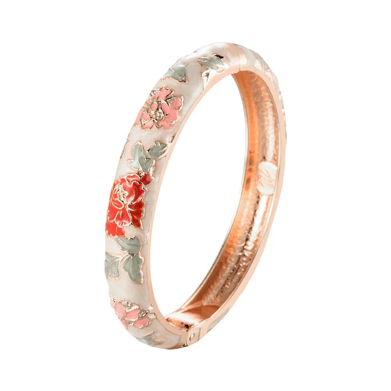 Enameled Bracelets for Women Flower Women Bangles Indian Chinese Viking Bracelet on Hand African Jewelry Dubai Women'S Gift Girl