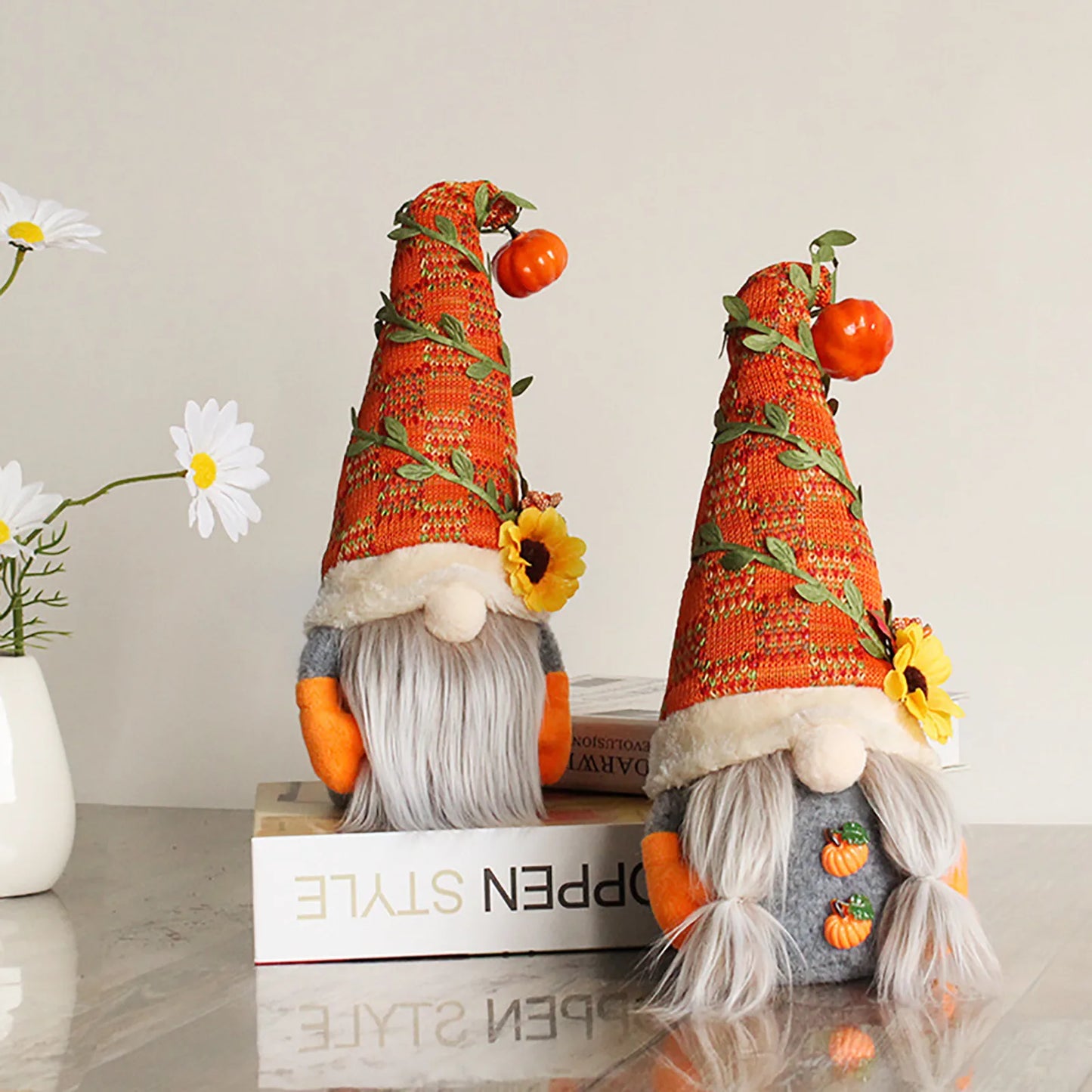 Fall Gnome Pumpkin Maple Sunflower Harvest Autumn Elf Dwarf Plush Faceless Dolls Ornaments for Home Christmas Thanksgiving Decor