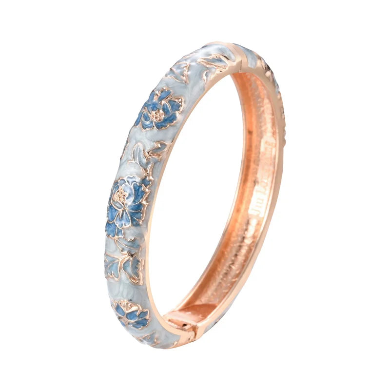 Enameled Bracelets for Women Flower Women Bangles Indian Chinese Viking Bracelet on Hand African Jewelry Dubai Women'S Gift Girl