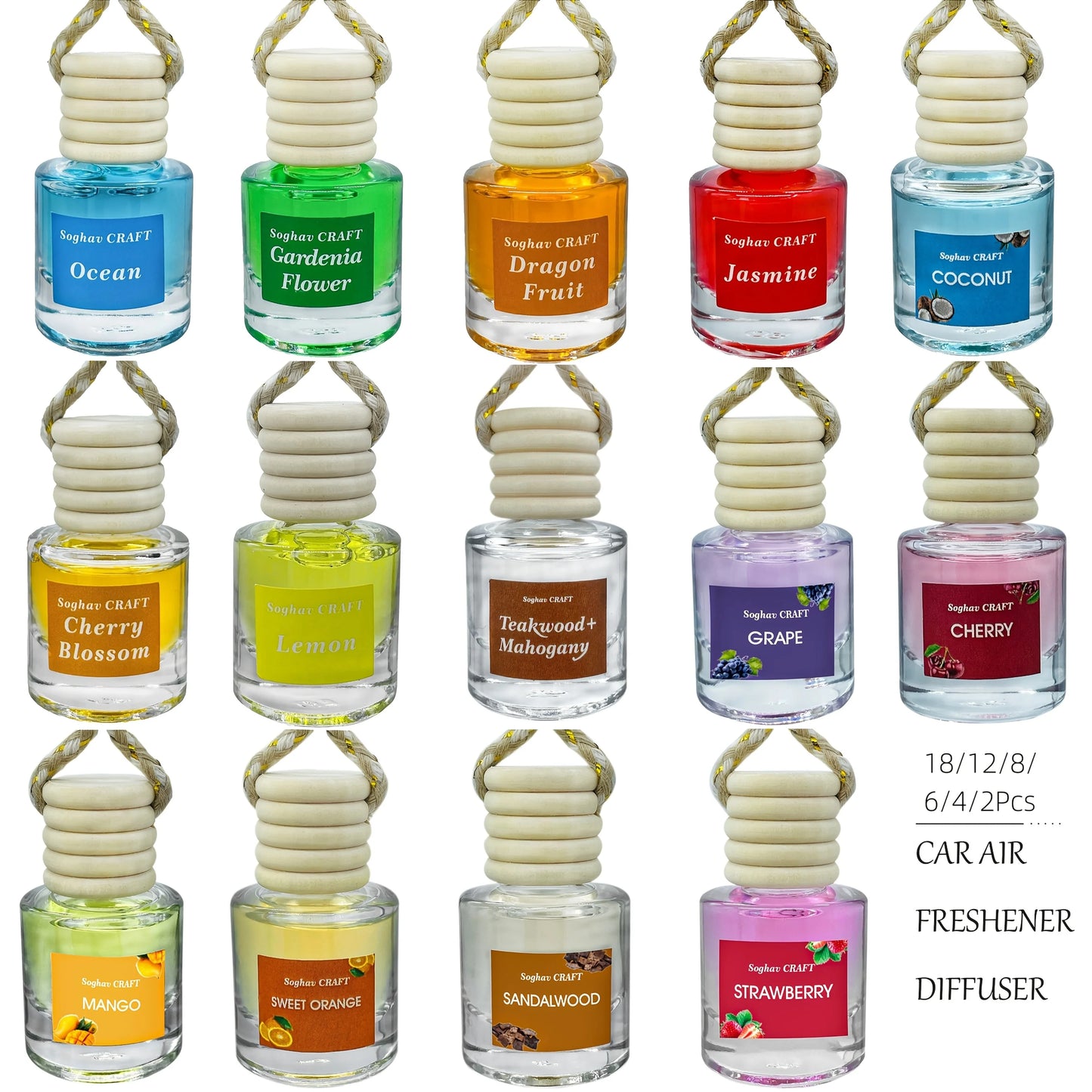 1/4/6Pcs Car Air Freshener Variety Pack Essential Oil Diffuser Hanging Deodorizer & Car Scent Diffuser Various Scents//