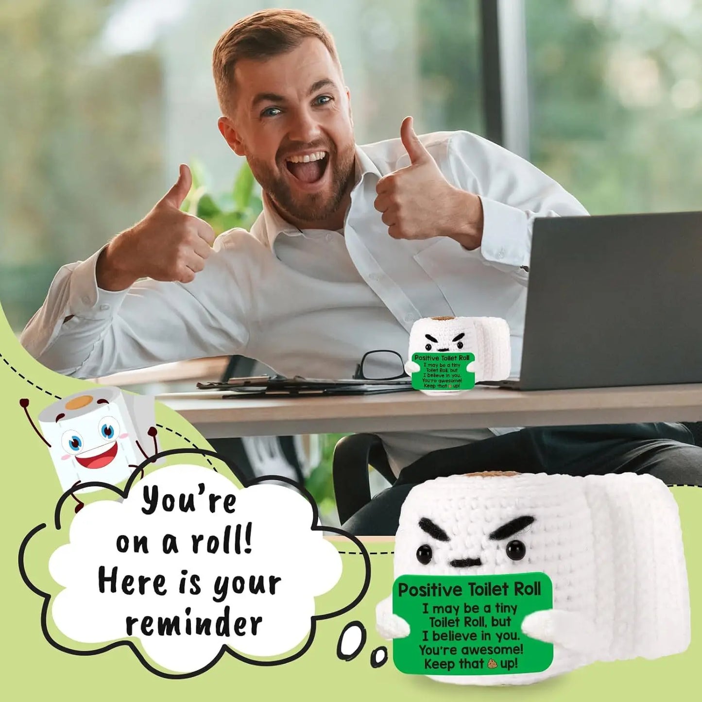 Positive Crochet Toilet Paper Funny Roll Gifts for Women Friend Coworker Birthday Gifts Christmas Stocking Stuffer