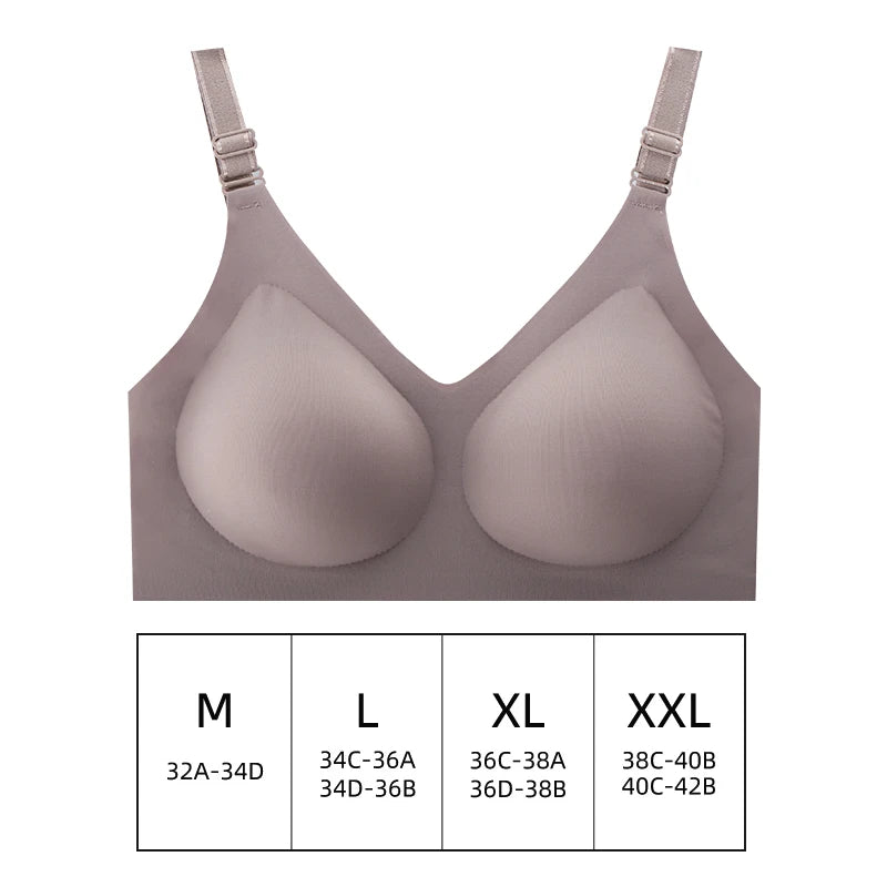 Women'S Seamless Bra Women'S Thin Jelly Colored Soft Bra Wireless Bra Comfortable Bra Deep V-Neck