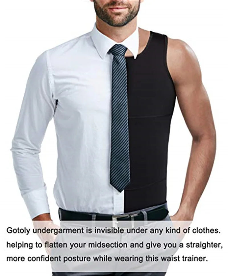Men Compression Shirt Shapewear Slimming Body Shaper Vest Undershirt Weight Loss Tank Top Corset Vest Tummy Belly Control