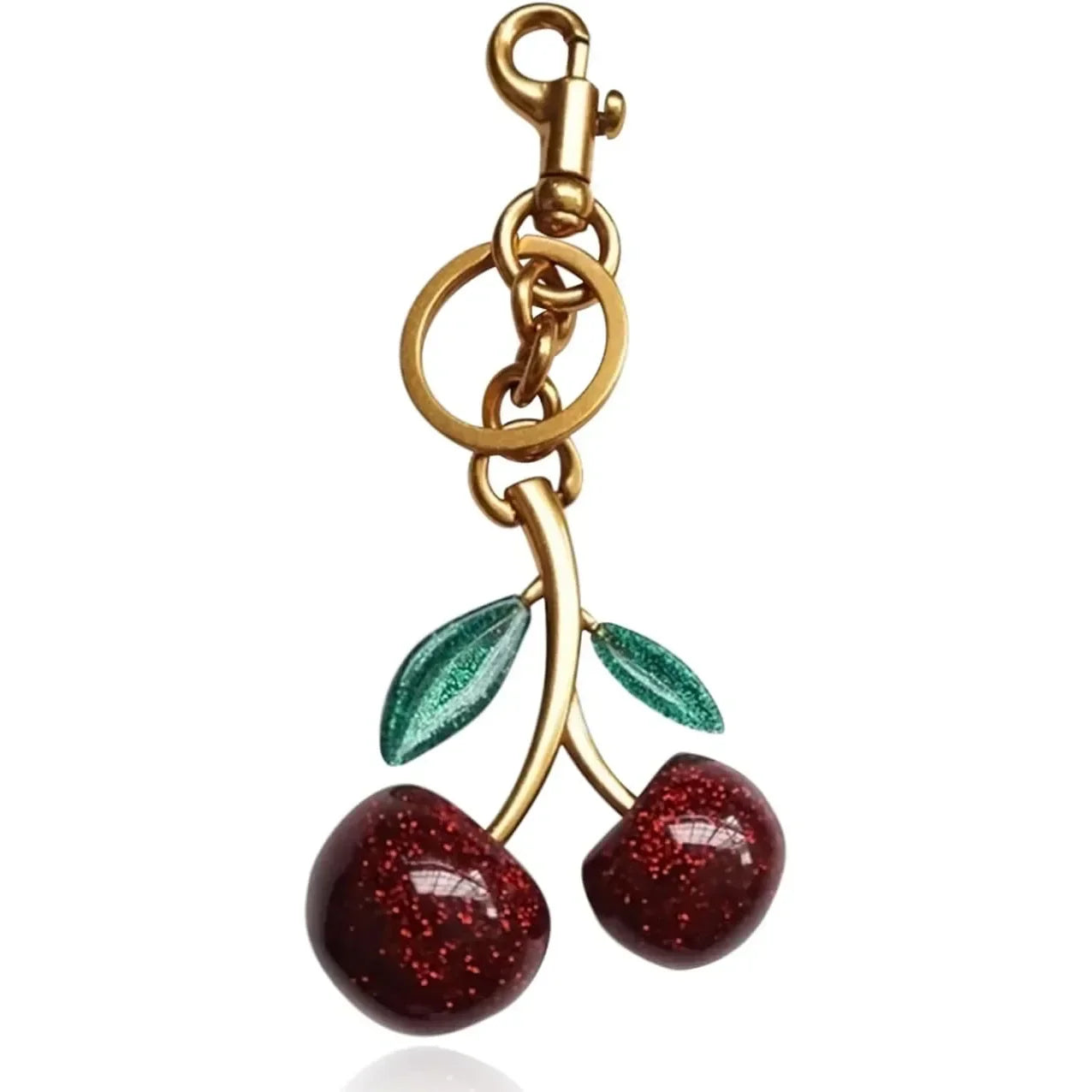 Cherry Bag Charm Cherry Keychain Charm Metal Accessory Sparkling Resin for Coach Purses and Bags, Red, Black, Pink
