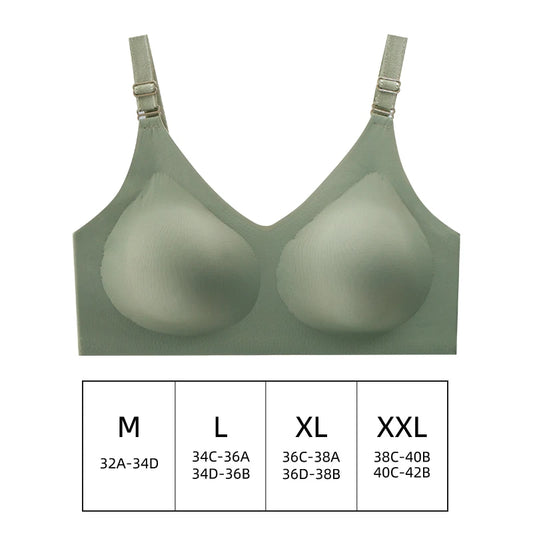 Women'S Seamless Bra Women'S Thin Jelly Colored Soft Bra Wireless Bra Comfortable Bra Deep V-Neck