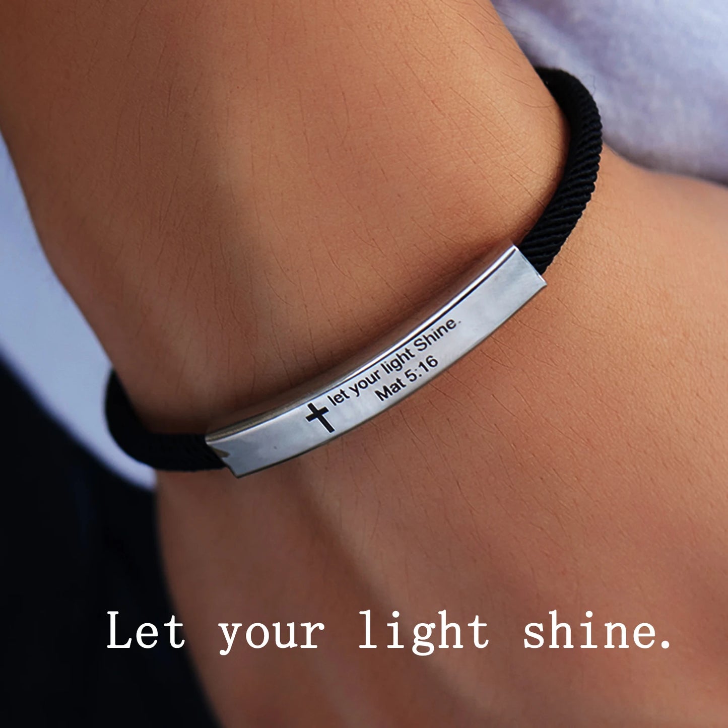 Cross Jesus Scripture Bracelet Christian Bible Verse Stainless Steel Bracelets for Men Women Religious Faith Prayer Jewelry Gift