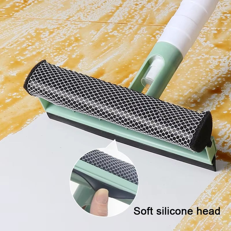 3 in 1 Window Cleaning Brush Glass Wiper for Bathroom Mirror Window with Spray Double-Sided Window Cleaner Squeegee Wiper