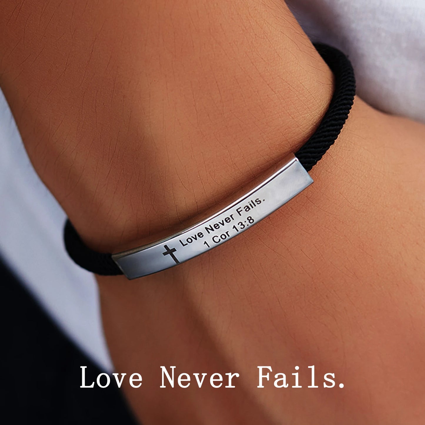 Cross Jesus Scripture Bracelet Christian Bible Verse Stainless Steel Bracelets for Men Women Religious Faith Prayer Jewelry Gift