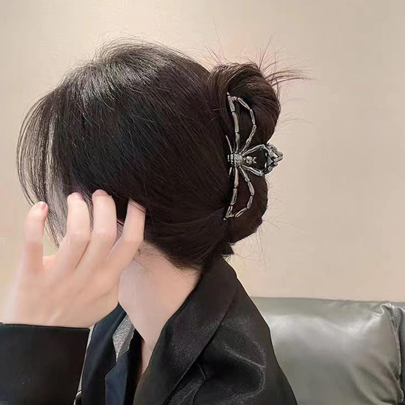 Black Spider Large Hair Clip for Thick Long Hair, Halloween Party Decorations, Cosplay Gothic Hair Accessories for Women Girls