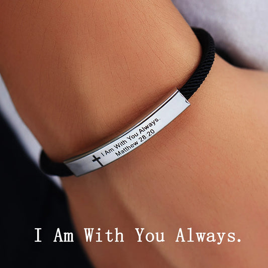 Cross Jesus Scripture Bracelet Christian Bible Verse Stainless Steel Bracelets for Men Women Religious Faith Prayer Jewelry Gift
