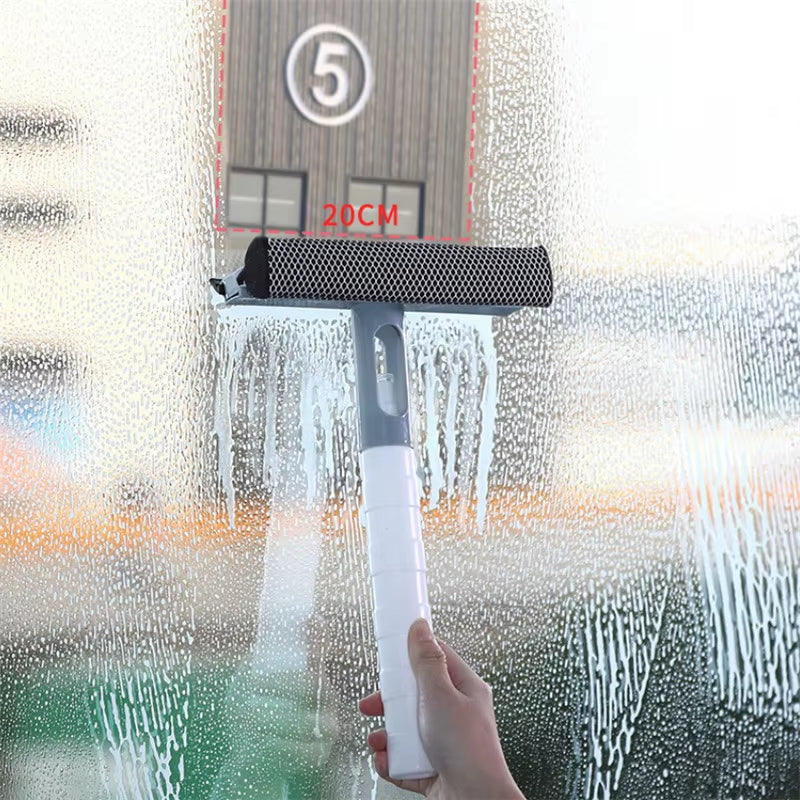 3 in 1 Window Cleaning Brush Glass Wiper for Bathroom Mirror Window with Spray Double-Sided Window Cleaner Squeegee Wiper