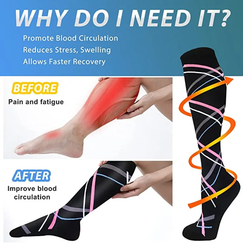 CFS Compression Socks Women Men Knee Stocking 20-30Mmhg Edema Diabetes Varicose Veins Nurse Compression Socks Running Sport Sock