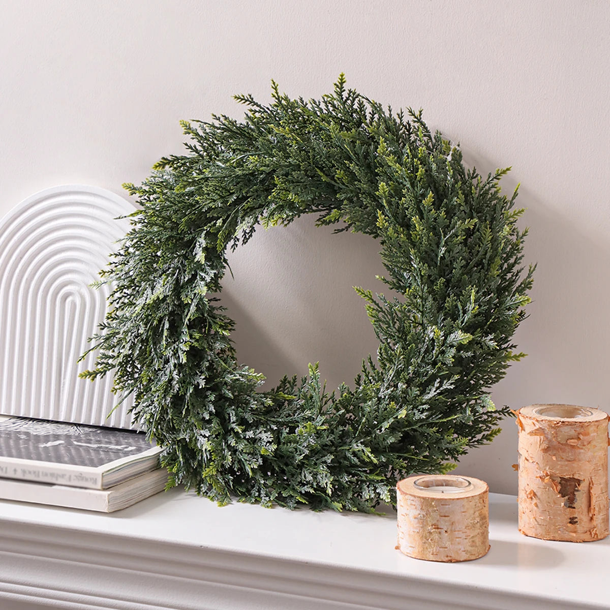 SIA FLOWER Cedar Artificial Flower Ring PE Material Cedar Grass Ring Artificial Plants Garden Decor Home Decor