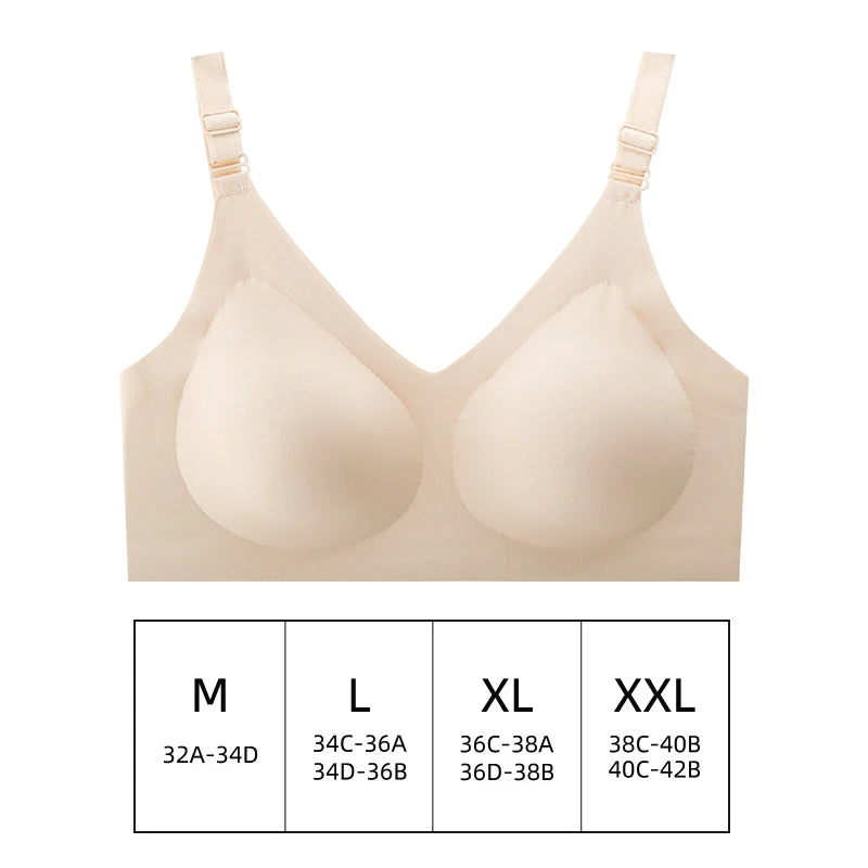 Women'S Seamless Bra Women'S Thin Jelly Colored Soft Bra Wireless Bra Comfortable Bra Deep V-Neck
